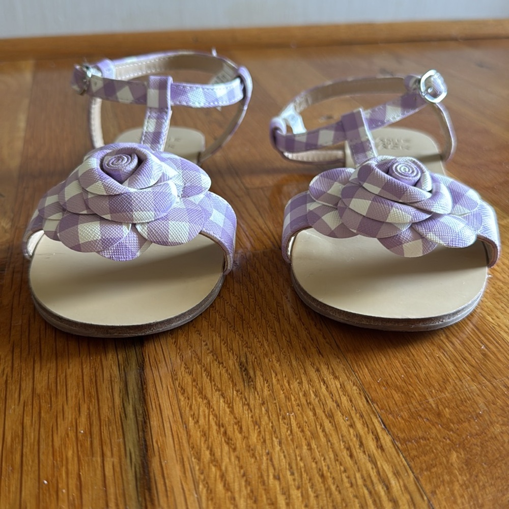 Janie and Jack Girls’ Size 13 Lilac Gingham Sandals - Picture 3 of 10
